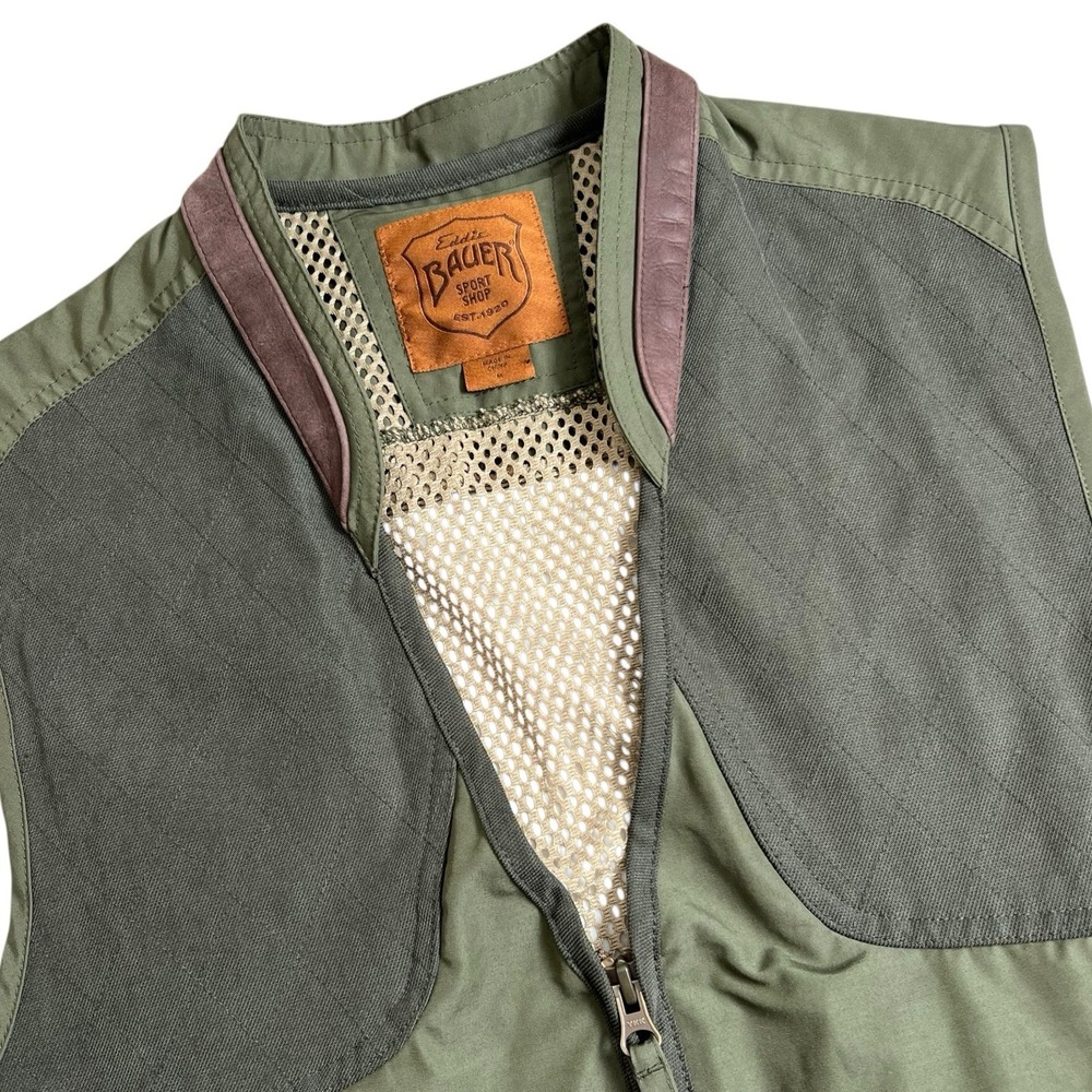 Eddie Baur Sport Shop Men Medium '12 Fishing Sportsman‎ Vest Canvas Mesh Leather